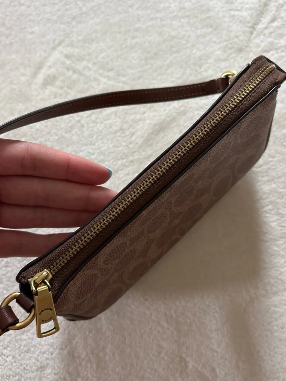 Coach Monogram Slim Tan Brown Canvas Plaza Bag Purse 7